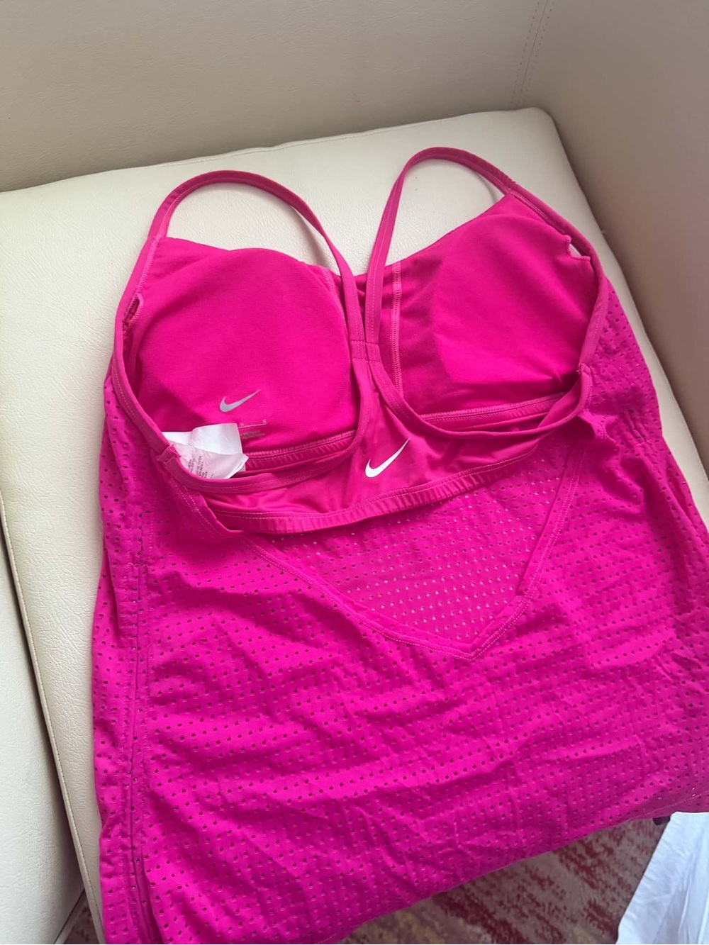 Nike Women’s Bright Pink Perforated Sports Tank with Built-in Bra